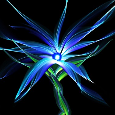 Digital Arts titled "Fleur bleue" by Artauxmurs, Original Artwork, Digital Painting