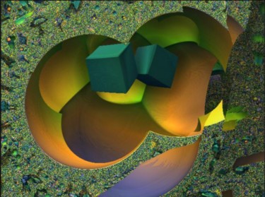 Digital Arts titled "Vubes verts" by Artauxmurs, Original Artwork, Digital Painting