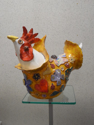 「Le coq en fête」というタイトルの彫刻 Glagによって, オリジナルのアートワーク, セラミックス