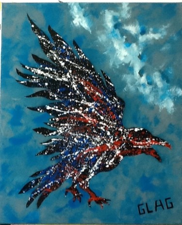 Peinture intitulée "raven" par Glag, Œuvre d'art originale, Acrylique