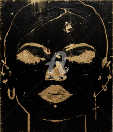 Malarstwo zatytułowany „Black and Gold Pain…” autorstwa Anastasia Balabina, Oryginalna praca, Akryl