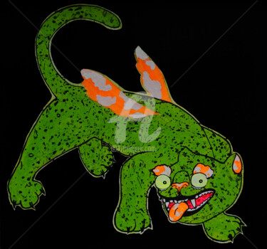 绘画 标题为“Green leopard” 由Anastasia Balabina, 原创艺术品, 丙烯
