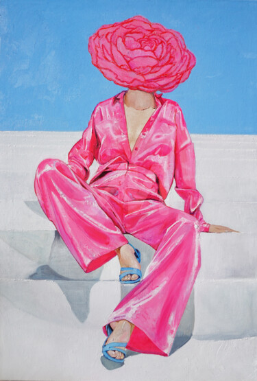 Tea rose Painting Painting titled "Tea rose Painting" by Anastasia Balabina, Original Art, Oil