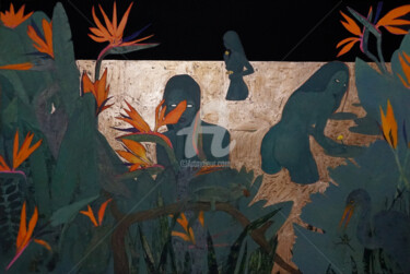 Malerei mit dem Titel "Night jungle Painti…" von Anastasia Balabina, Original-Kunstwerk, Öl