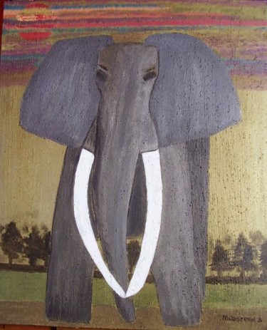 Peinture intitulée "l'éléphant KounTa" par Beatrice Mosseron, Œuvre d'art originale