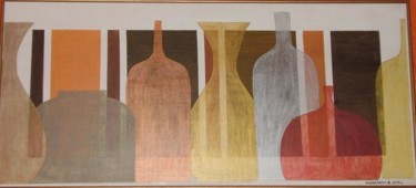 Peinture intitulée "les bouteilles" par Beatrice Mosseron, Œuvre d'art originale