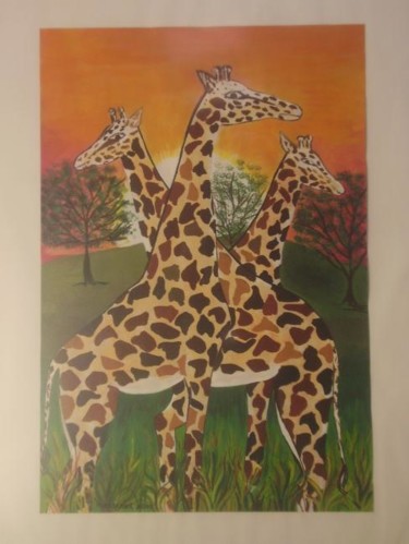 Peinture intitulée "Girafes" par Beatrice Mosseron, Œuvre d'art originale