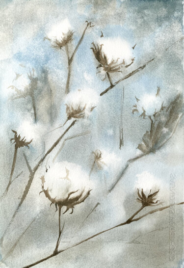 Painting titled "Cotton" by Anna Boginskaia, Original Artwork, Watercolor