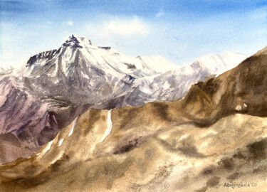 Painting titled "Himalayas 2" by Anna Boginskaia, Original Artwork, Watercolor