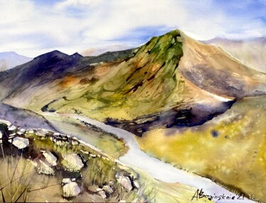 Painting titled "Altai mountains 1" by Anna Boginskaia, Original Artwork, Watercolor