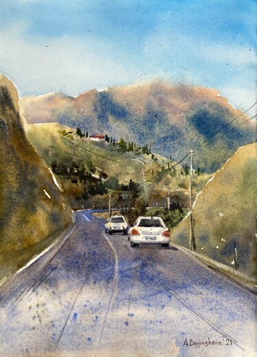 Painting titled "On the road again" by Anna Boginskaia, Original Artwork, Watercolor