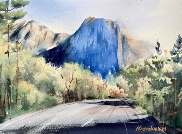 Painting titled "El Capitan" by Anna Boginskaia, Original Artwork, Watercolor