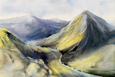 Schilderij getiteld "Altai mountains 2" door Anna Boginskaia, Origineel Kunstwerk, Aquarel