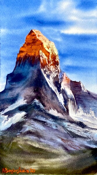 Painting titled "Matterhorn" by Anna Boginskaia, Original Artwork, Watercolor