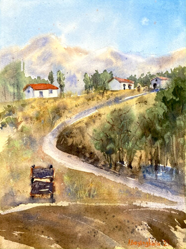 Painting titled "Turkish mountains" by Anna Boginskaia, Original Artwork, Watercolor