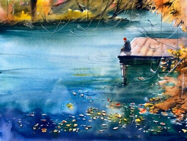 Painting titled "Autumn mood" by Anna Boginskaia, Original Artwork, Watercolor