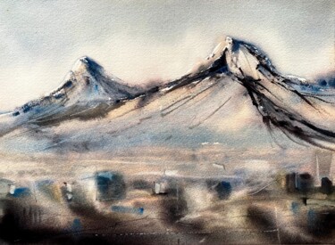 Painting titled "Ararat view 1" by Anna Boginskaia, Original Artwork, Watercolor