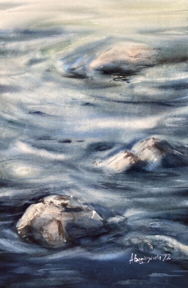 Painting titled "Unrest - Underwater…" by Anna Boginskaia, Original Artwork, Watercolor