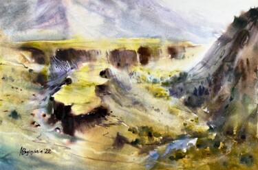 Painting titled "Garni landscape" by Anna Boginskaia, Original Artwork, Watercolor