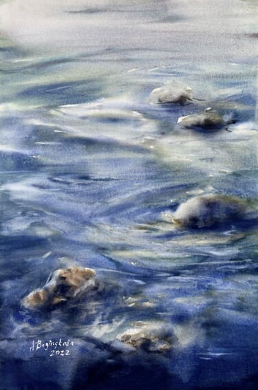 Painting titled "Moving (underwater…" by Anna Boginskaia, Original Artwork, Watercolor