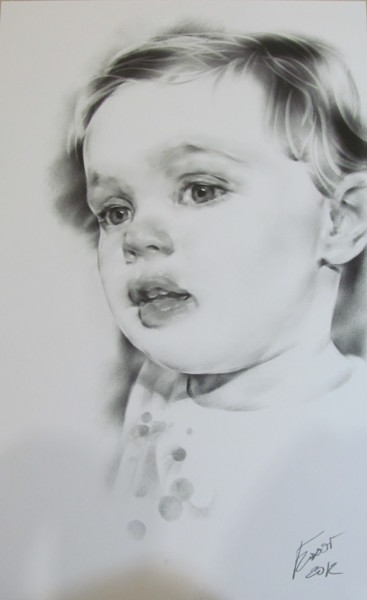 Рисунок под названием "Custom Kid Portrait…" - Bolotbek Mambetov, Подлинное произведение искусства, Графит