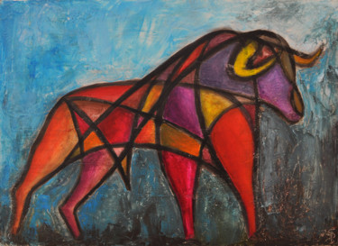 Картина под названием "El toro" - Sebastien Devore (Art-bracadabrac), Подлинное произведение искусства, Акрил Установлен на…