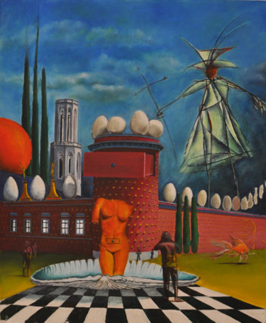 Pintura titulada "Hommage au Genie de…" por Sebastien Devore (Art-bracadabrac), Obra de arte original, Oleo Montado en Cartu…