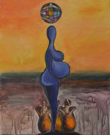 Pintura titulada "Hymne a la fertilite" por Sebastien Devore (Art-bracadabrac), Obra de arte original, Acrílico Montado en B…