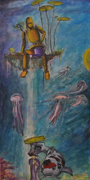Painting titled "Hommage à Miyazaki" by Sebastien Devore (Art-bracadabrac), Original Artwork, Acrylic