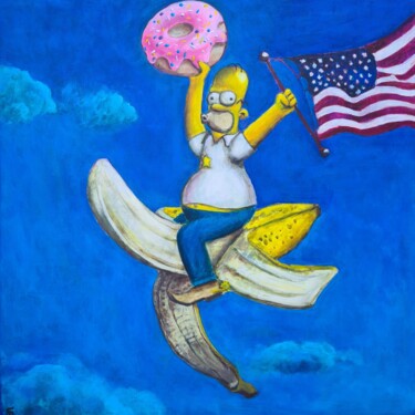Pintura titulada "Omer Sexy Banana" por Sebastien Devore (Art-bracadabrac), Obra de arte original, Acrílico Montado en Basti…