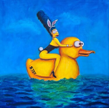 Malerei mit dem Titel "Marge Sexy Bunny" von Sebastien Devore (Art-bracadabrac), Original-Kunstwerk, Acryl Auf Keilrahmen au…