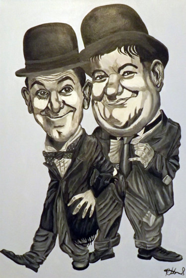 Painting titled "Laurel & Hardy" by Pete Lord, Original Artwork, Acrylic