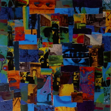 Collages getiteld "IMAGES" door Cab Apert Claude, Origineel Kunstwerk, Collages Gemonteerd op Frame voor houten brancard