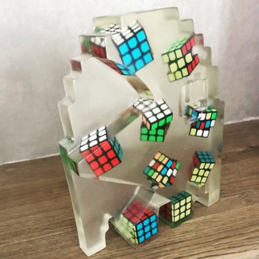 Sculpture titled "Rubik's Cubes - Sco…" by Artcadebites, Original Artwork, Resin