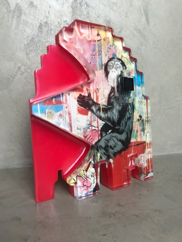 Sculpture titled "Monkey - Score 011" by Artcadebites, Original Artwork, Resin