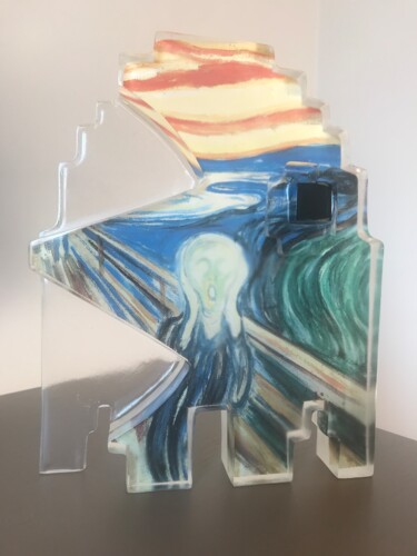 「Scream - Score 023」というタイトルの彫刻 Artcadebitesによって, オリジナルのアートワーク, 樹脂