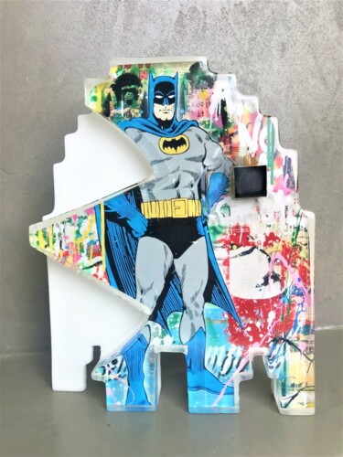 Sculpture titled "Batman - Score 040" by Artcadebites, Original Artwork, Resin