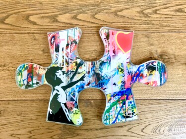 Sculpture titled "ArtPuzzle Piece #005" by Artcadebites, Original Artwork, Resin