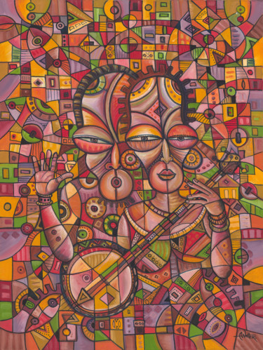 Peinture intitulée "Banjo Player" par Angu Walters, Œuvre d'art originale, Huile