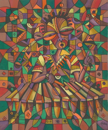 Malerei mit dem Titel "The Xylophone Playe…" von Angu Walters, Original-Kunstwerk, Acryl
