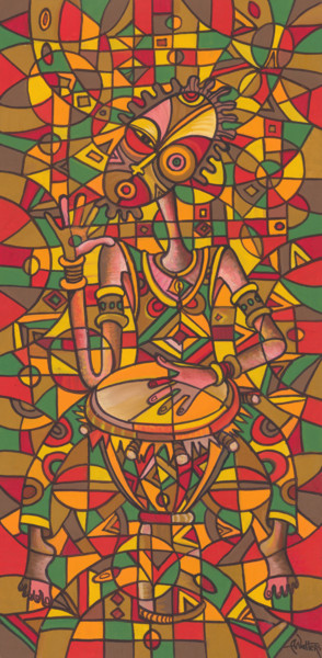 Peinture intitulée "The Drummer V paint…" par Angu Walters, Œuvre d'art originale, Huile