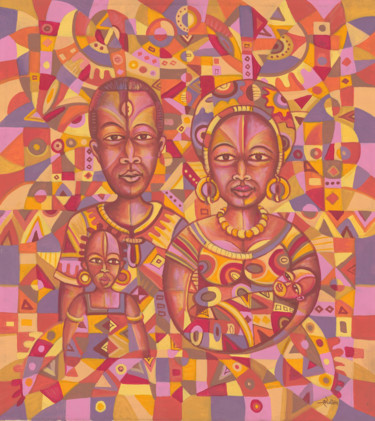 Pintura intitulada "The Happy Family 21" por Angu Walters, Obras de arte originais, Acrílico