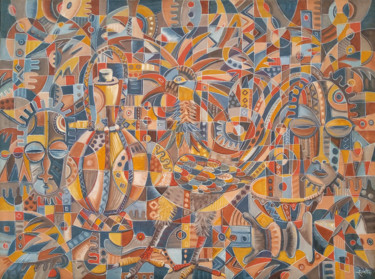 Malerei mit dem Titel "African Juju Societ…" von Angu Walters, Original-Kunstwerk, Öl