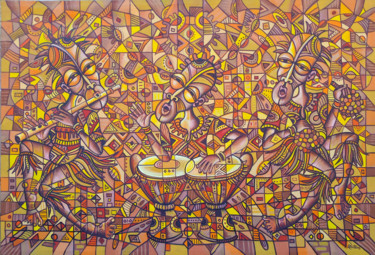 Malerei mit dem Titel "African Blues Singe…" von Angu Walters, Original-Kunstwerk, Acryl