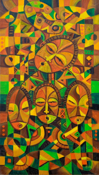 Painting titled "Triplets" by Angu Walters, Original Artwork, Acrylic