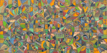 Peinture intitulée "All Heads Together…" par Angu Walters, Œuvre d'art originale, Huile