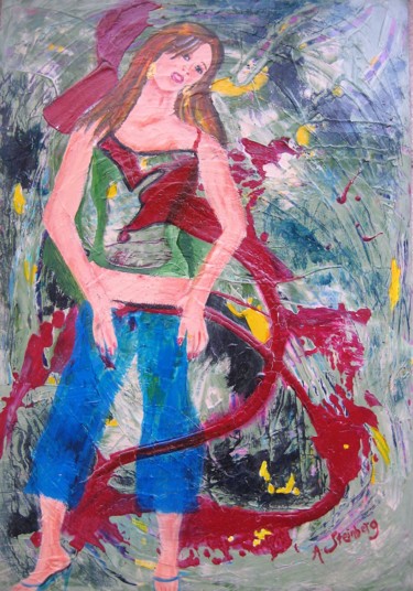 Painting titled "Modern Woman" by Adele Steinberg, Original Artwork, Acrylic