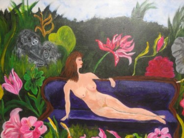 Painting titled "woman in the jungle" by Adele Steinberg, Original Artwork