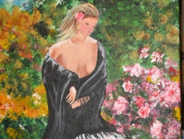 Painting titled "Girl in the Garden" by Adele Steinberg, Original Artwork