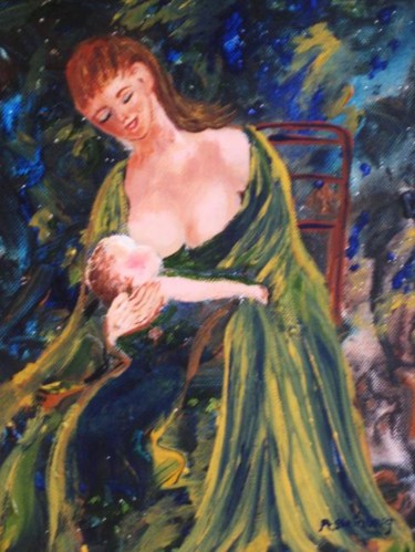 Painting titled "Nursing Mother" by Adele Steinberg, Original Artwork